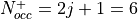 N^+_{occ} = 2j + 1 = 6